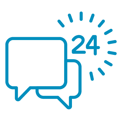 Icon image of 24/7 chat feature.