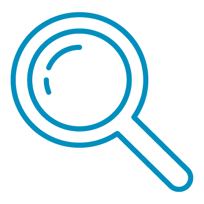 Icon image of a magnifying glass.